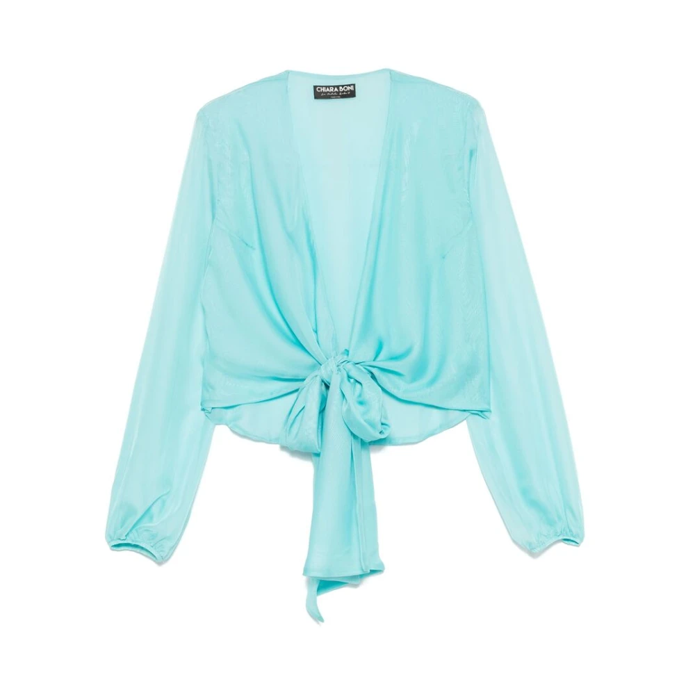 Chiara Boni Turquoise Diepe V-Hals Shirt Blue Dames