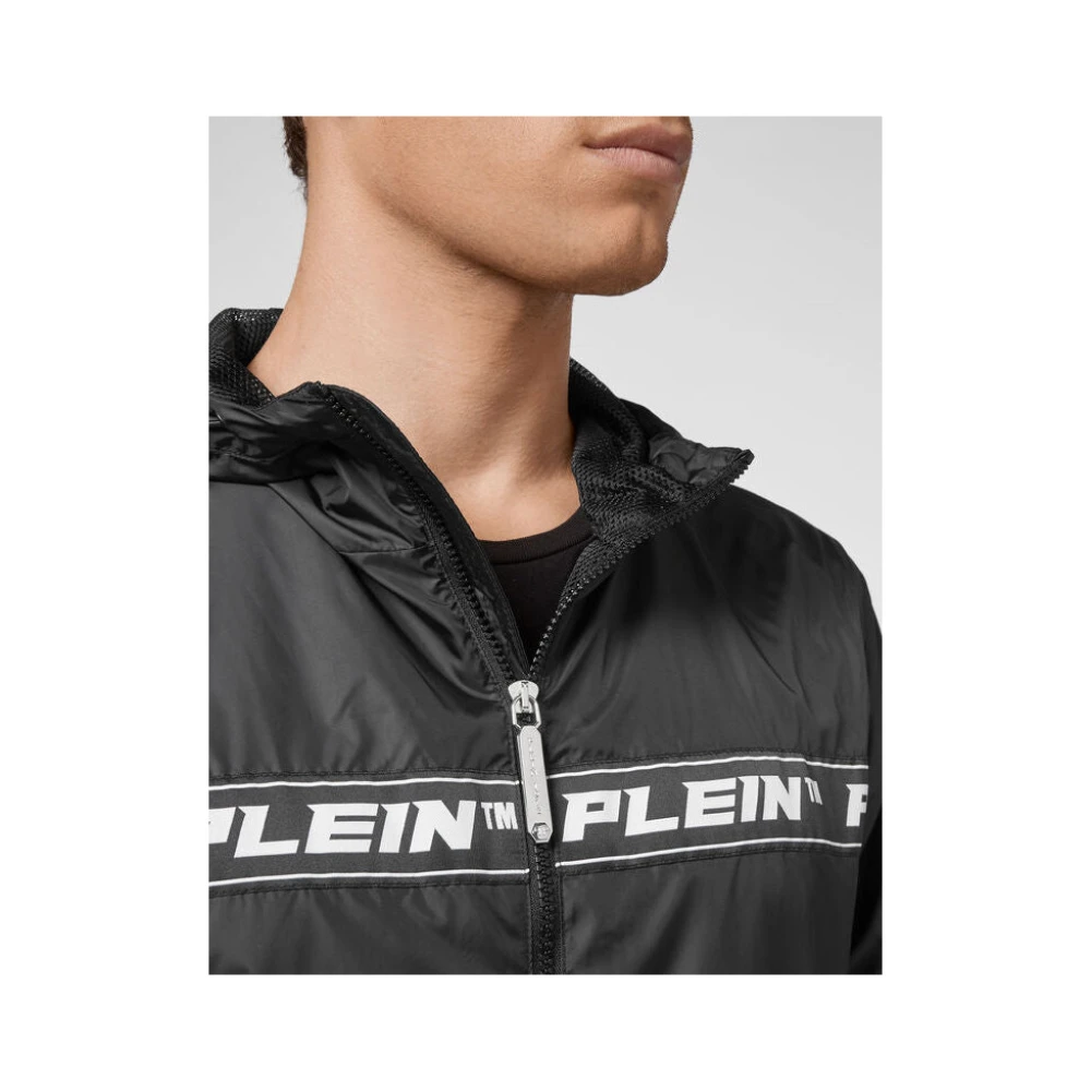 Philipp Plein Zwarte Nylon Windbreaker met Capuchon Black Heren