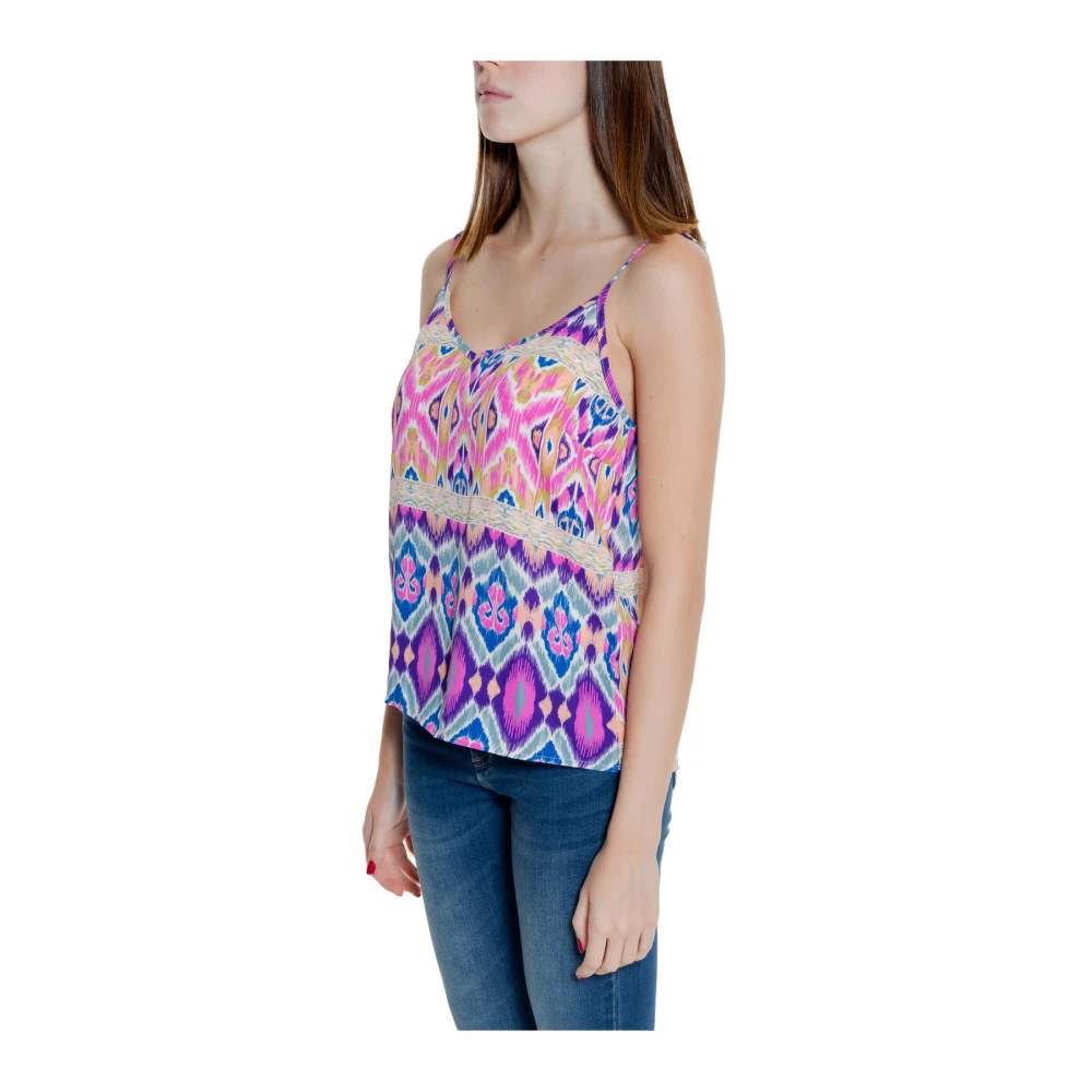 Only Fuchsia Ikat Print V-Hals Tank Top Multicolor Dames