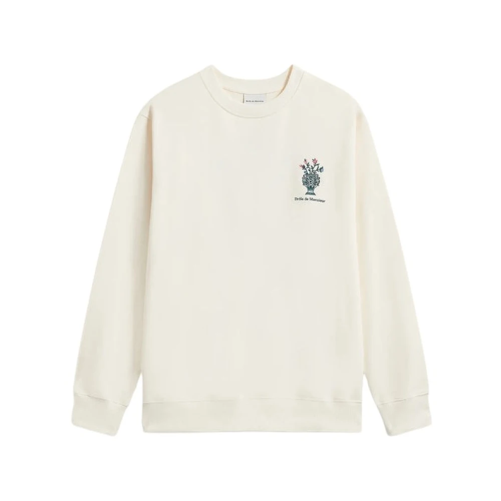 Drole de Monsieur Crème Sweatshirt met Vaas Ontwerp Beige Heren