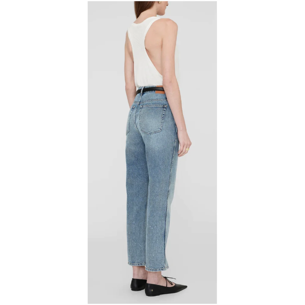 Anine Bing Verfspat Rechte Pijp Jeans Blue Dames