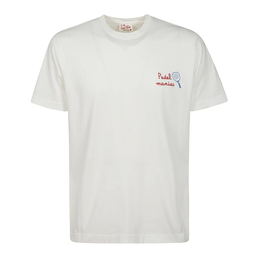 MC2 Saint Barth Wit Katoenen T-Shirt met Rode Borduursels White Heren