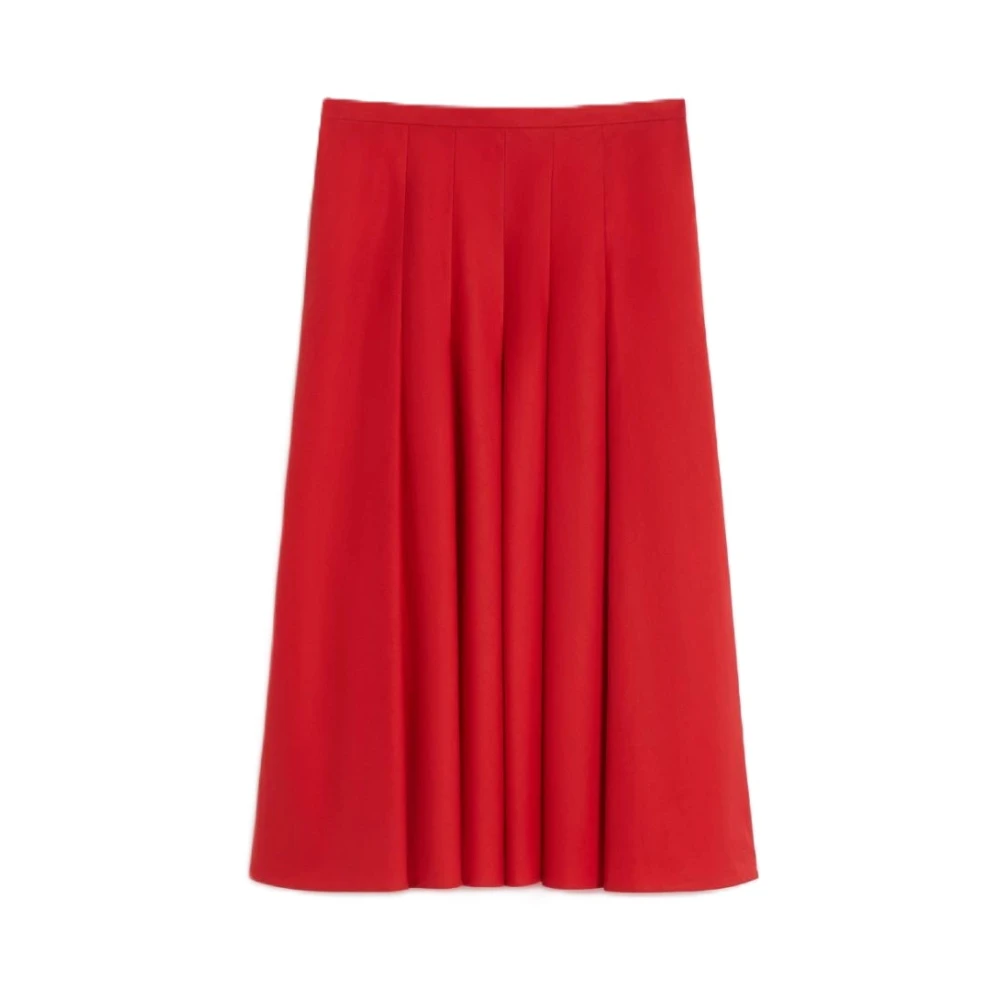 Max Mara Studio Red Midi Skirts, Female, Xs, Mstvolume Skirt