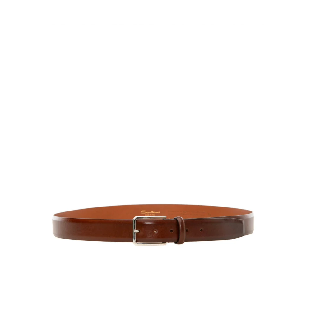 Santoni Stijlvolle Leren Riem Brown Heren