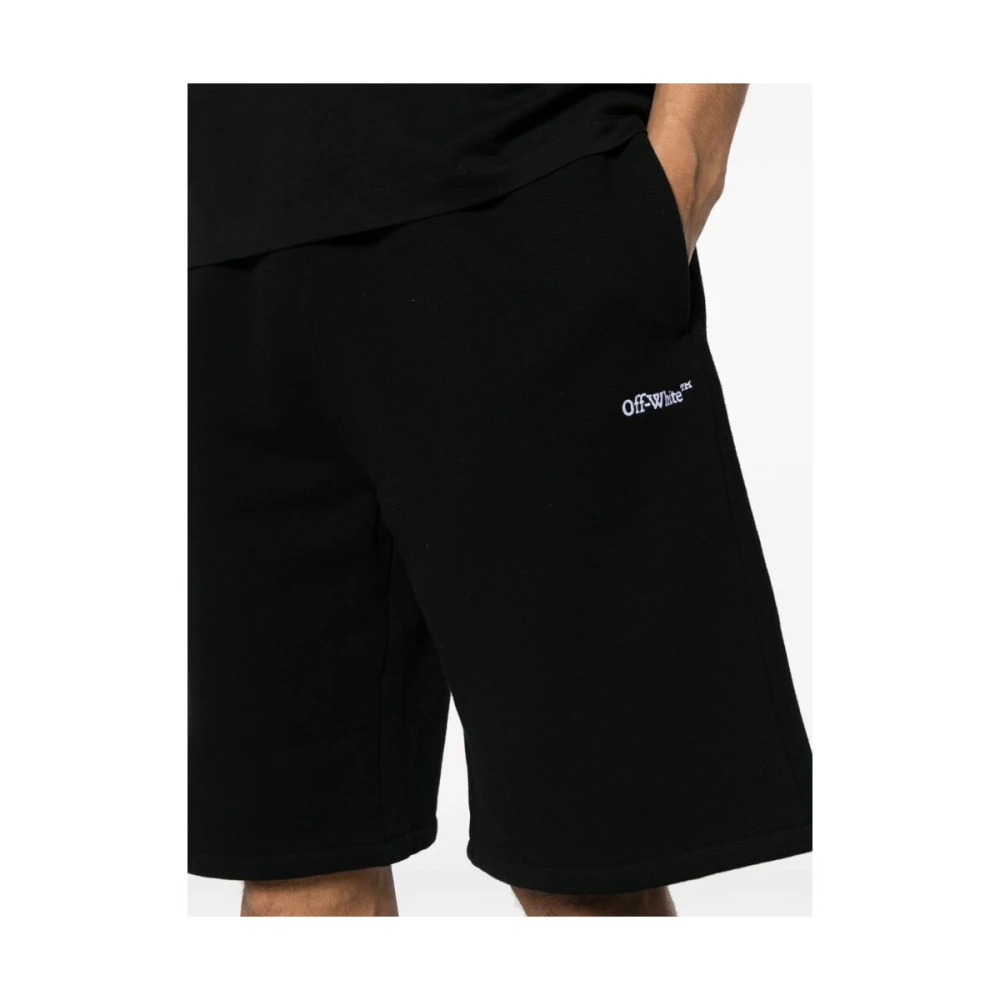 Off White Shorts met geborduurd logo en elastische tailleband Black Heren