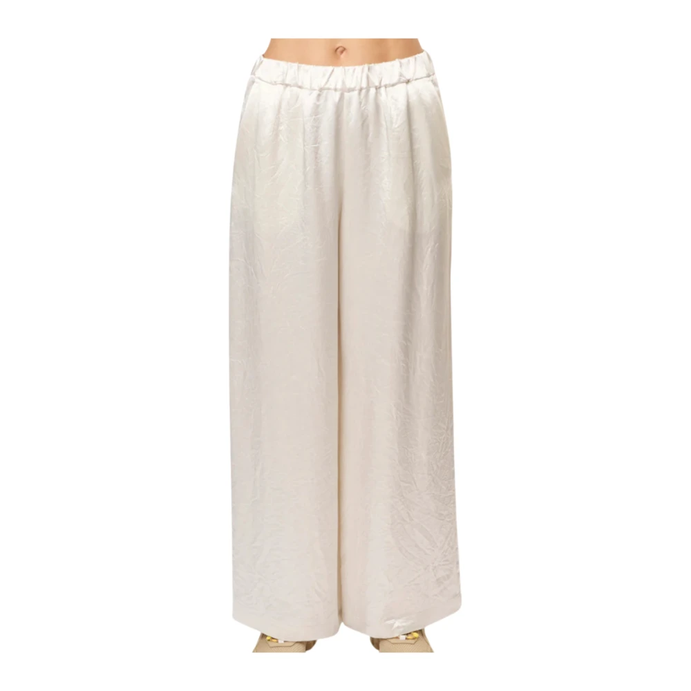Max Mara Witte zijden rechte cropped broek White Dames