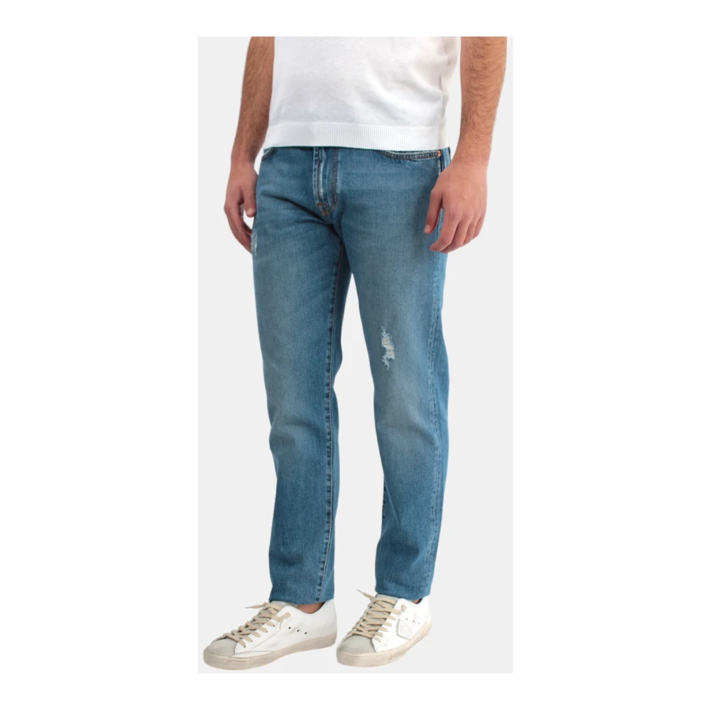 Roy Roger's Blauwe Jeans Slim Fit Knoopsluiting Blue Heren