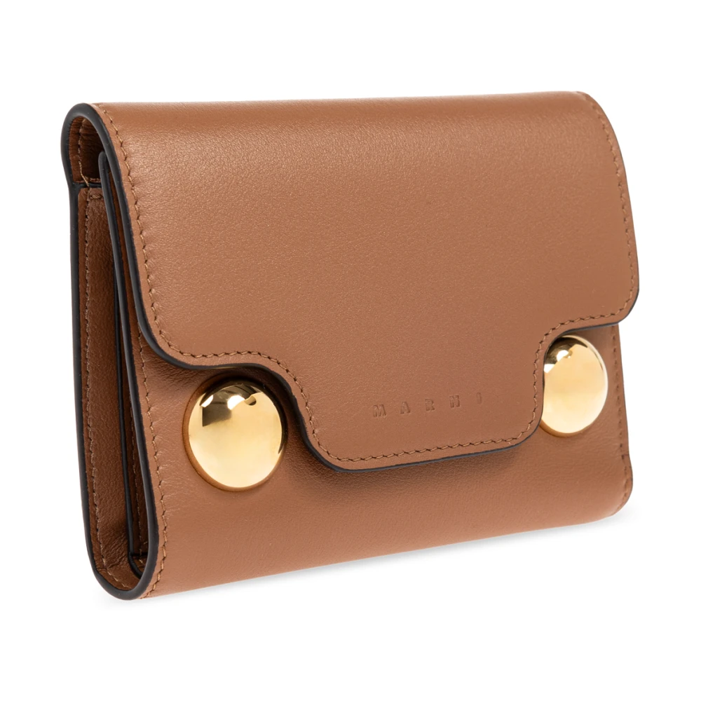 Marni Leren portemonnee Brown Dames