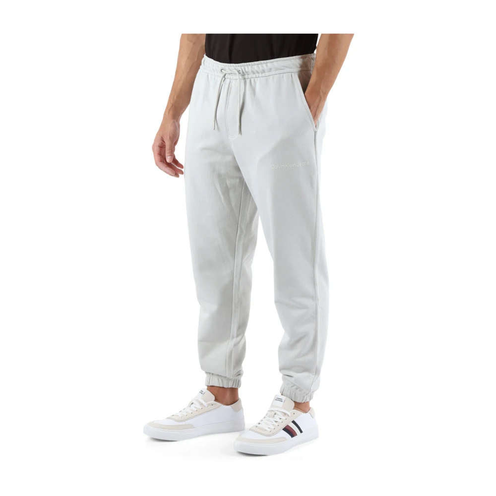 Calvin Klein Jeans Katoenen Logo Sweatpants Elastische Taille Gray Heren