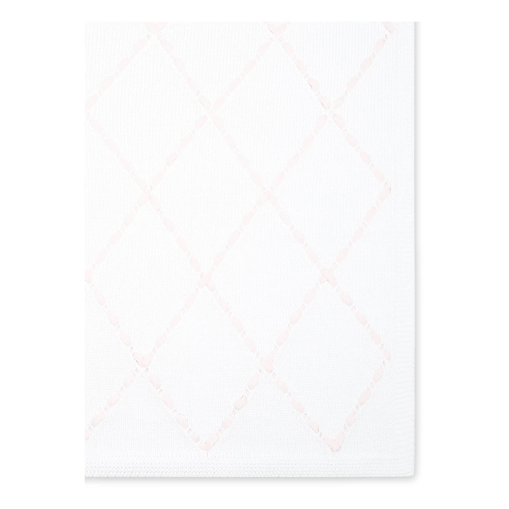 Little Bear Wit Katoenen Deken met Roze Lint White Unisex