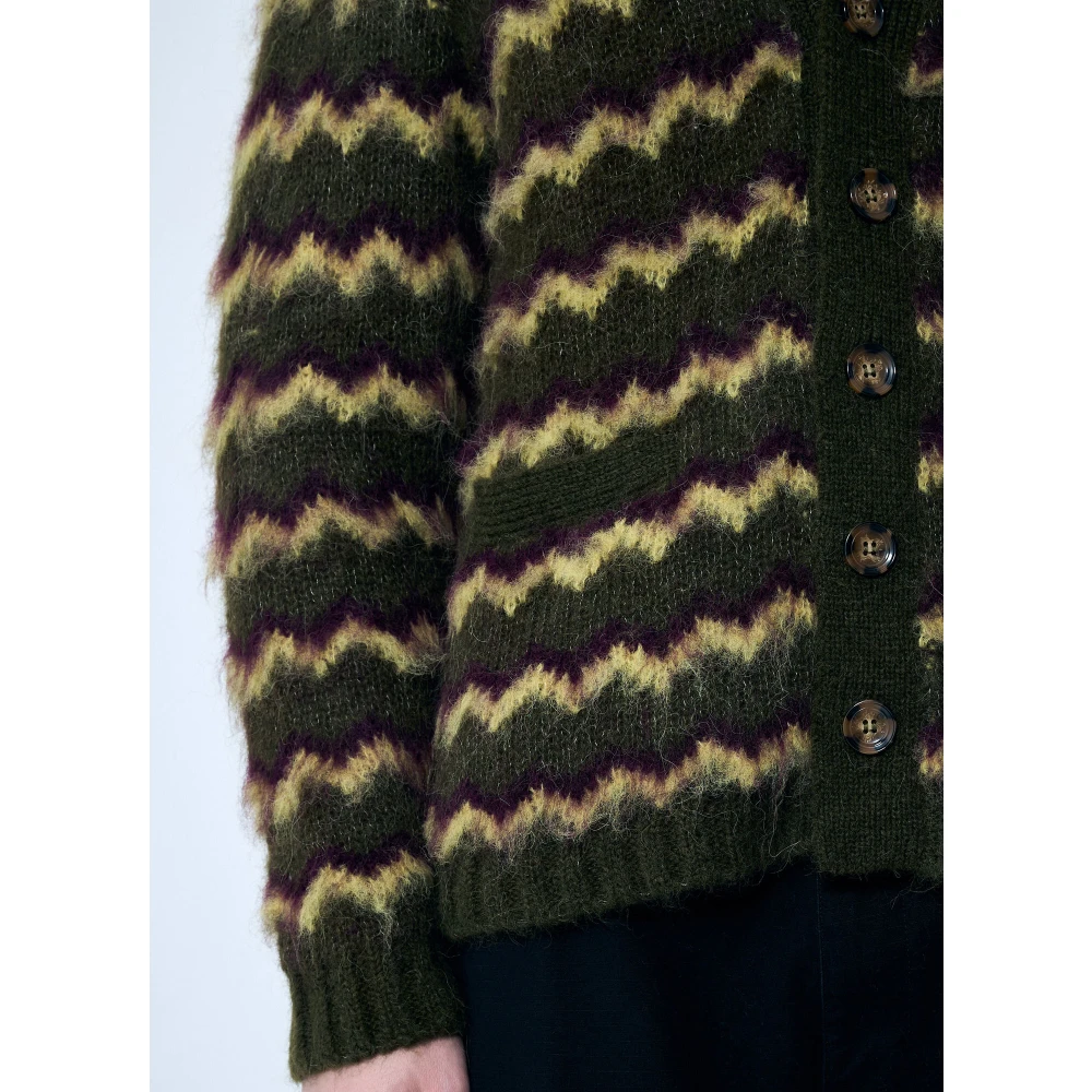 Brain Dead Zig Zag Wolmix Vest Green Heren