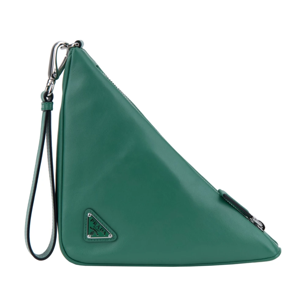 Prada Leren handtas met rits Green Dames