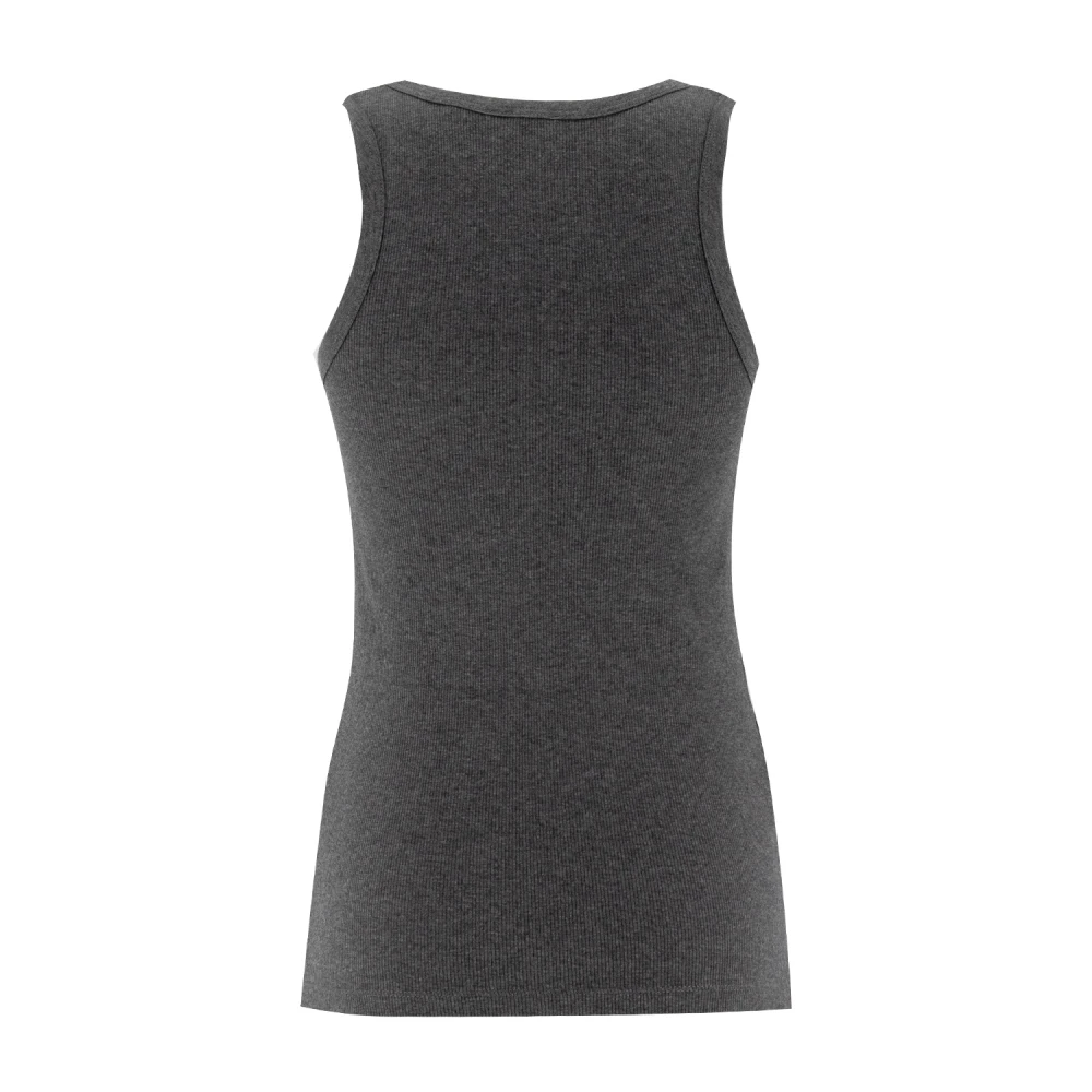 pinko Love Birds Ribbed Tank Top Gray Dames