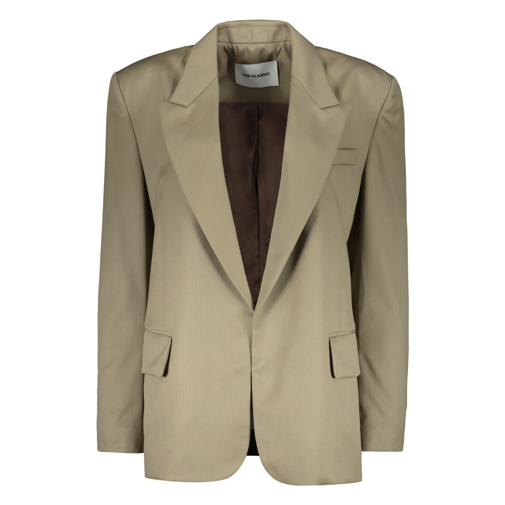 LOW Classic Klassieke wollen blazer met reverskraag Green Dames