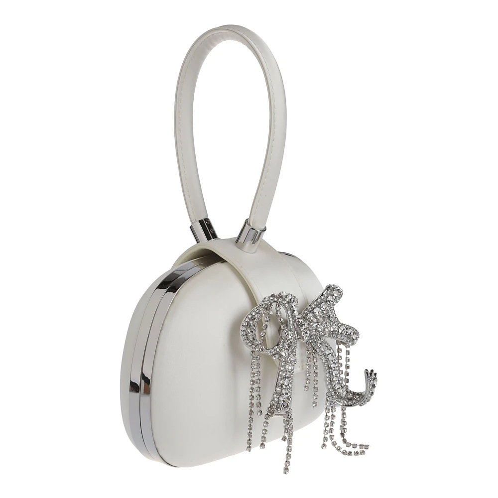 Self Portrait Satin Top Handvat Clutch Tas Beige Dames
