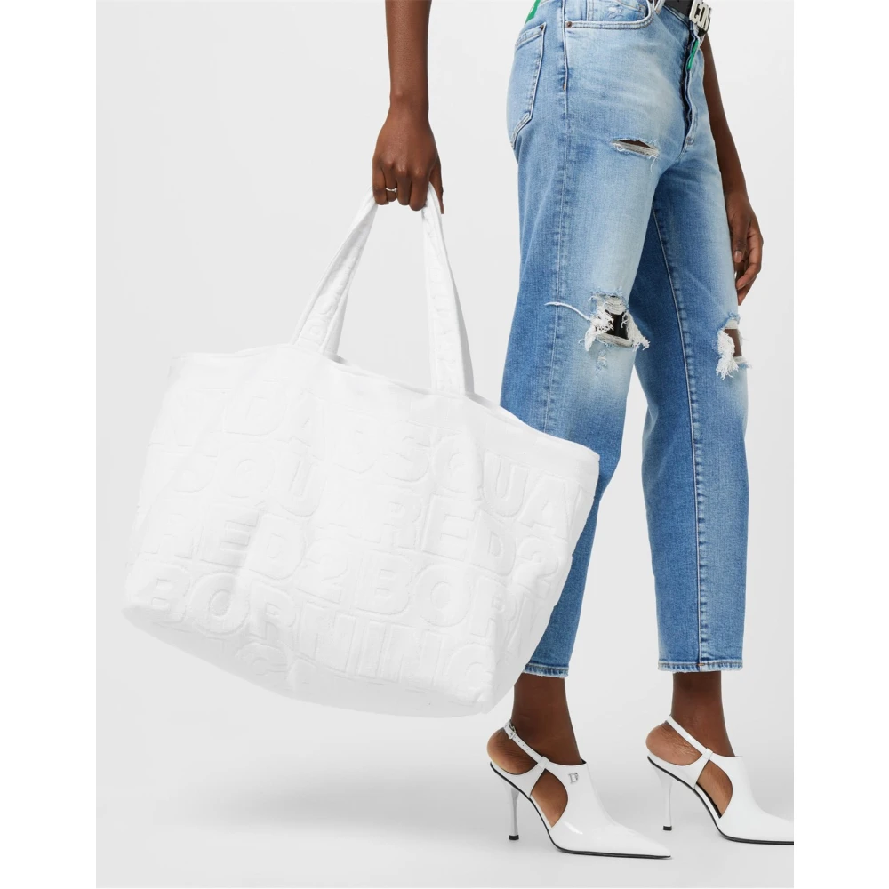 Dsquared2 Strand Logo Tote Tas Wit White Dames