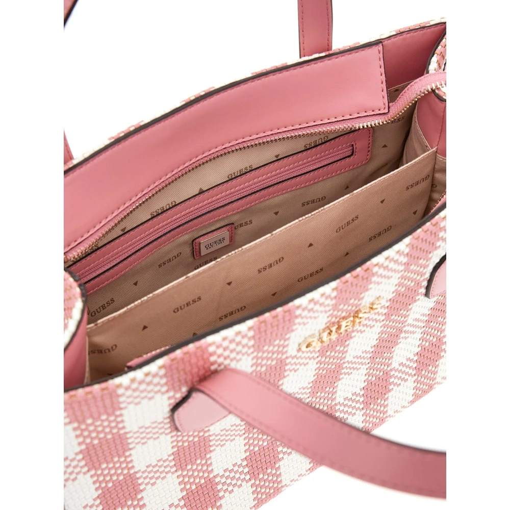 Guess Roze geruite shopper tas Pink Dames