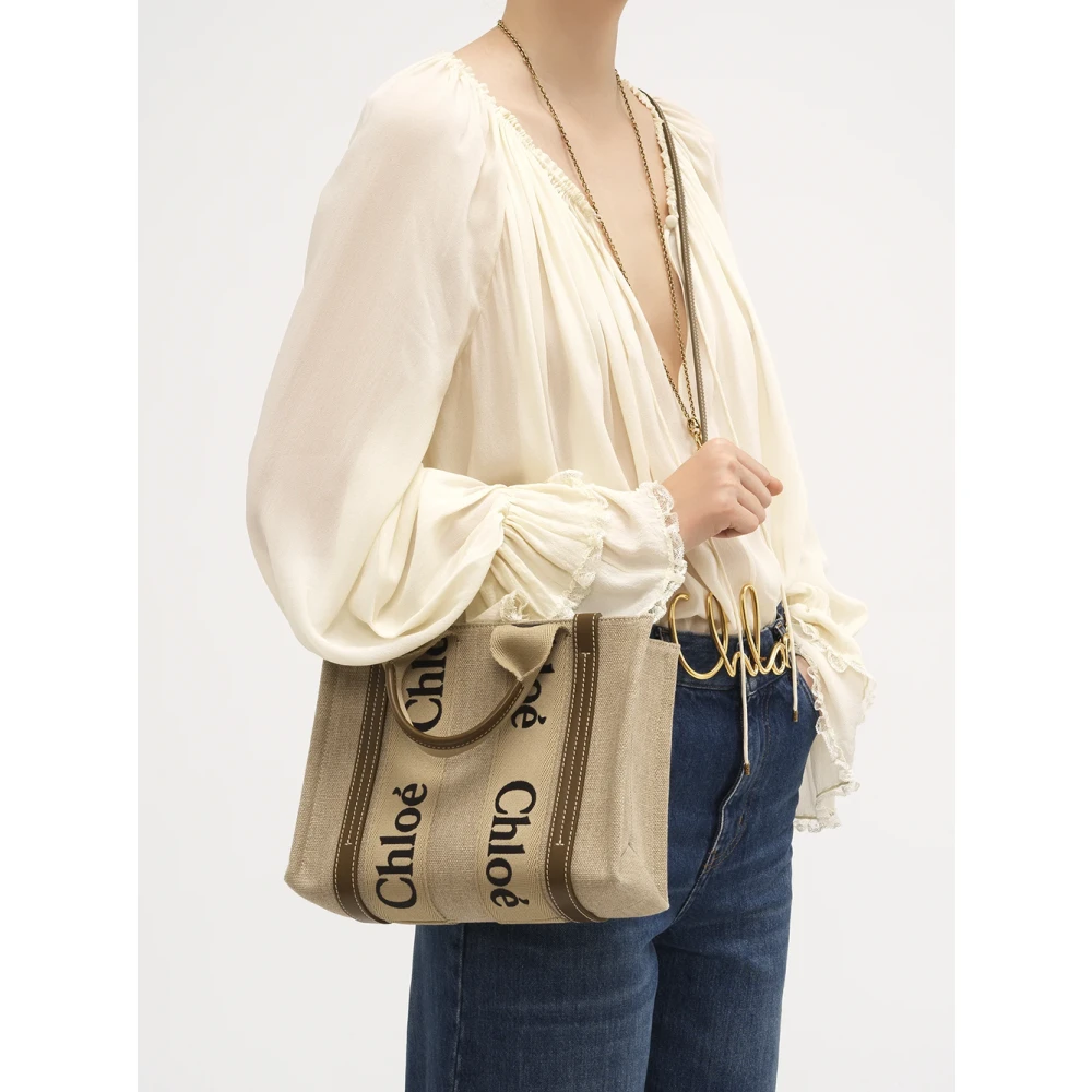 Chloé Beige Linnen Canvas Tas Beige Dames