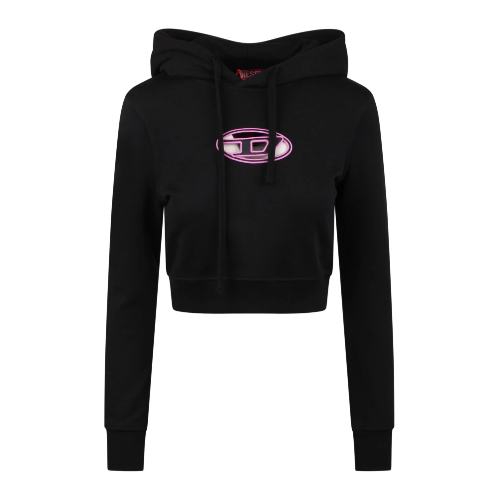 Diesel Hoodie met uitgesneden ovale D-logo Black Dames