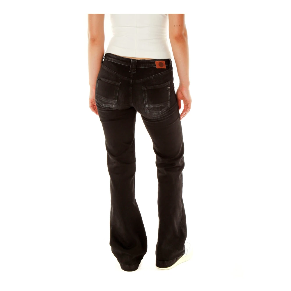 Le Temps Des Cerises Flared Fit Mid Waist Jeans Black Dames