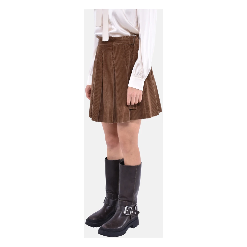 Max Mara Weekend Fluwelen Geplooide Minirok Yellow Dames