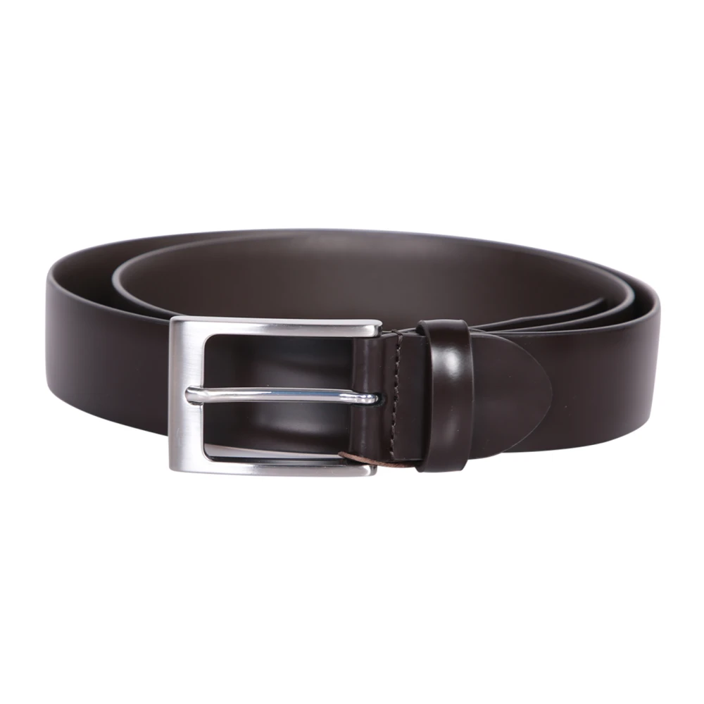 Canali Blauw Cordovan Leren Riem Brown Heren