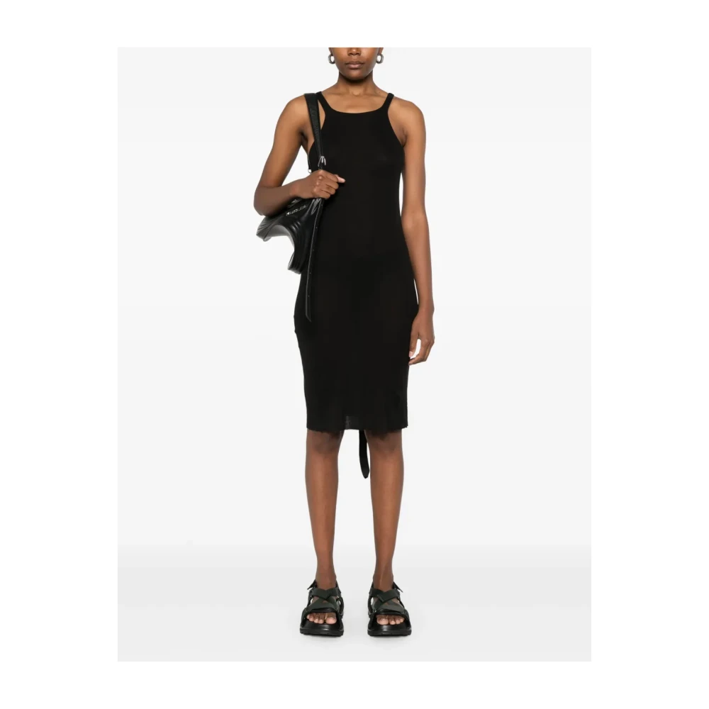 Rick Owens Zwarte Midi Jurk met Racerback Black Dames