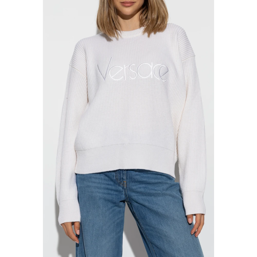 Versace Trui met geborduurd logo White Dames