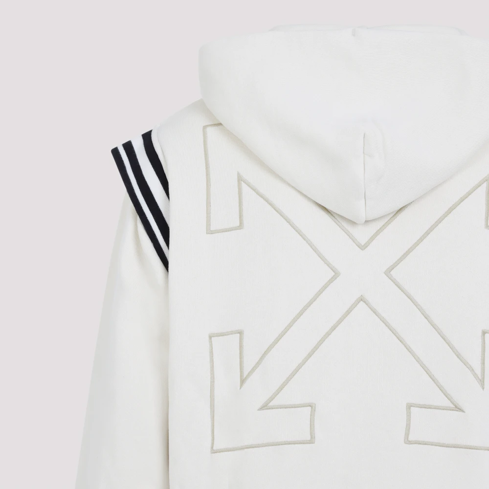 Off White Witte Fleece Varsity Hoodie White Heren