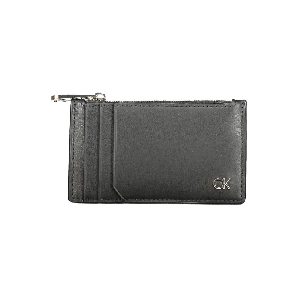 Calvin Klein Zwarte leren portemonnee met kaarthouder Black Dames