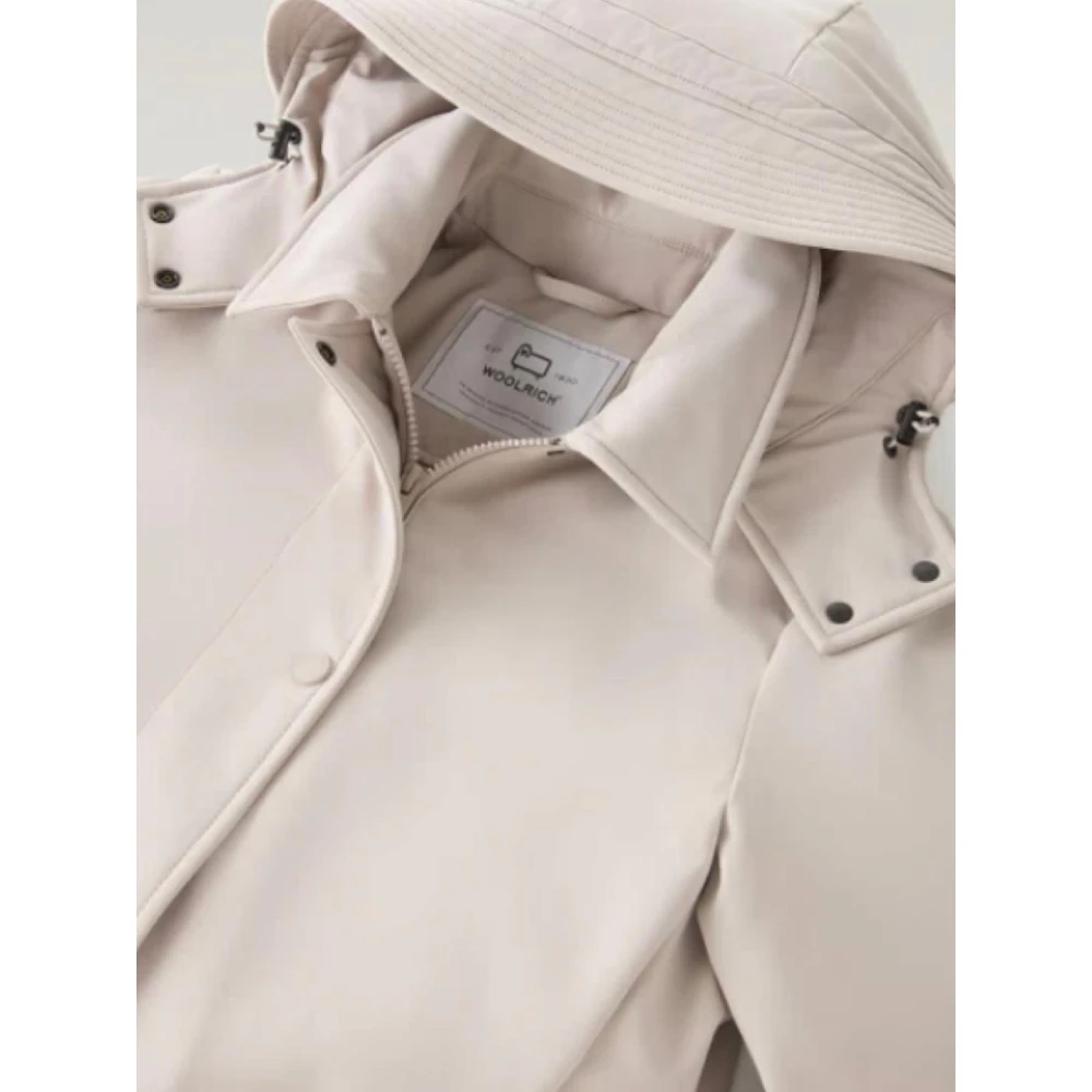 Woolrich Tech SoftShell Trenchcoat met Afneembare Capuchon Beige Heren