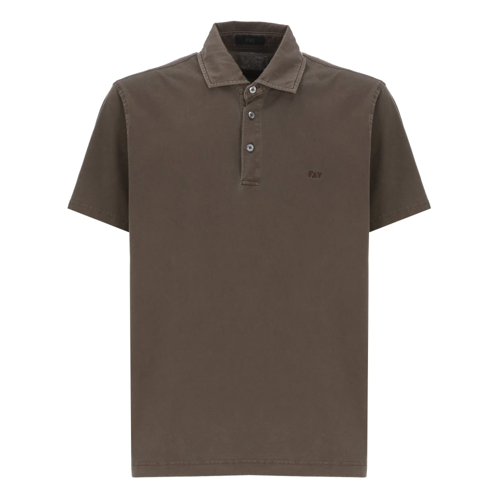 Fay Bruine Polo Shirt met Knopen Brown Heren