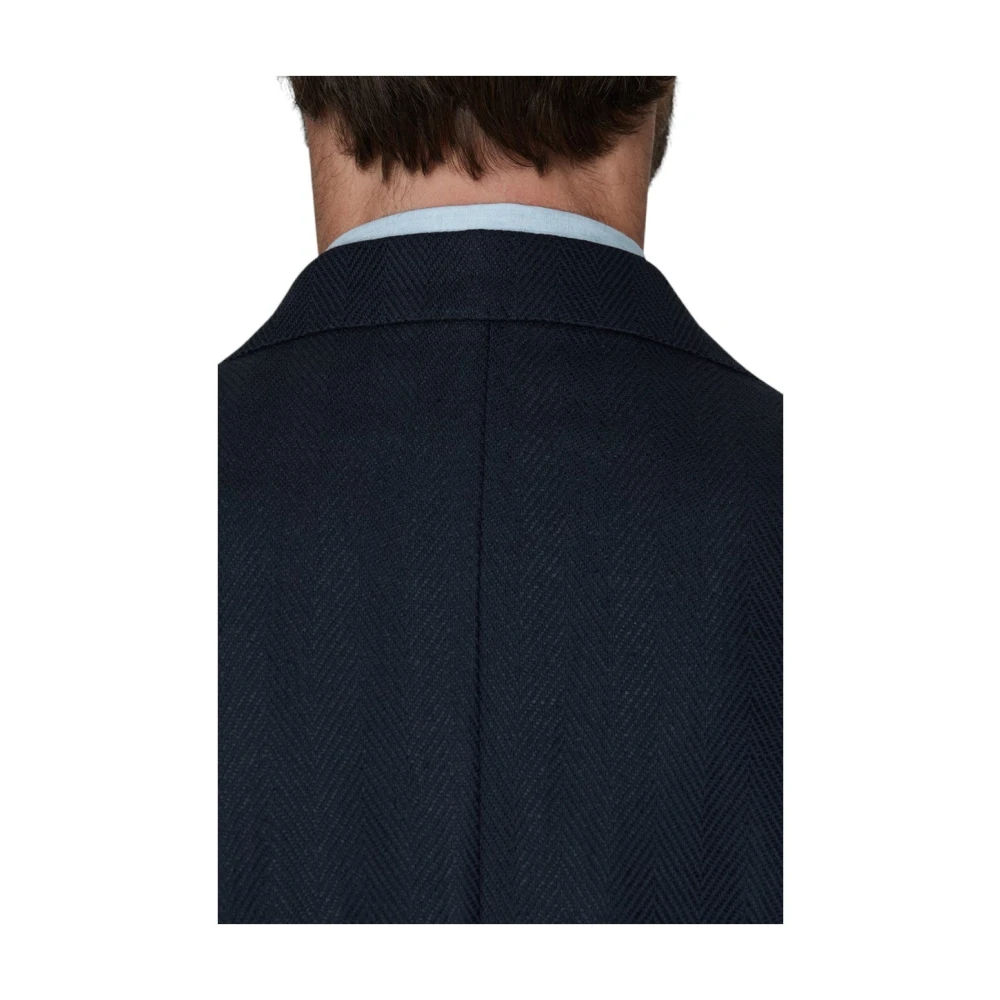 Oscar Jacobson Navy Herringbone Blazer Stijlvol Comfortabel Blue Heren