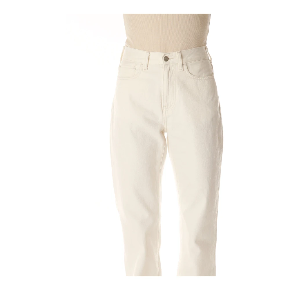 Carhartt WIP Hoge Taille Straight Fit Denim Broek Beige Dames