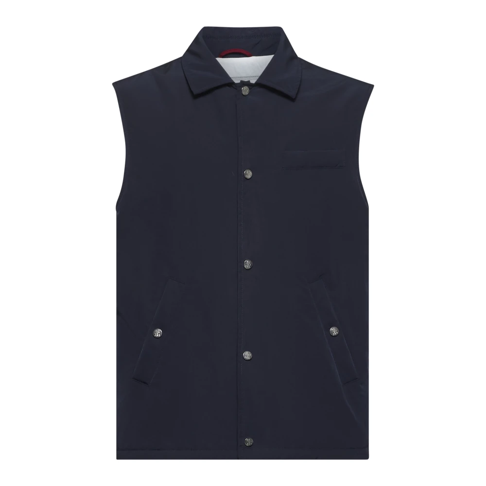 BRUNELLO CUCINELLI Blauw Mouwloos Nylon Gewatteerd Vest Blue Heren