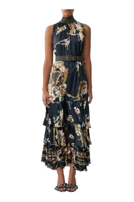 white christmas dresses The Palacio Playground Corset Dress With Long Flared Skirt