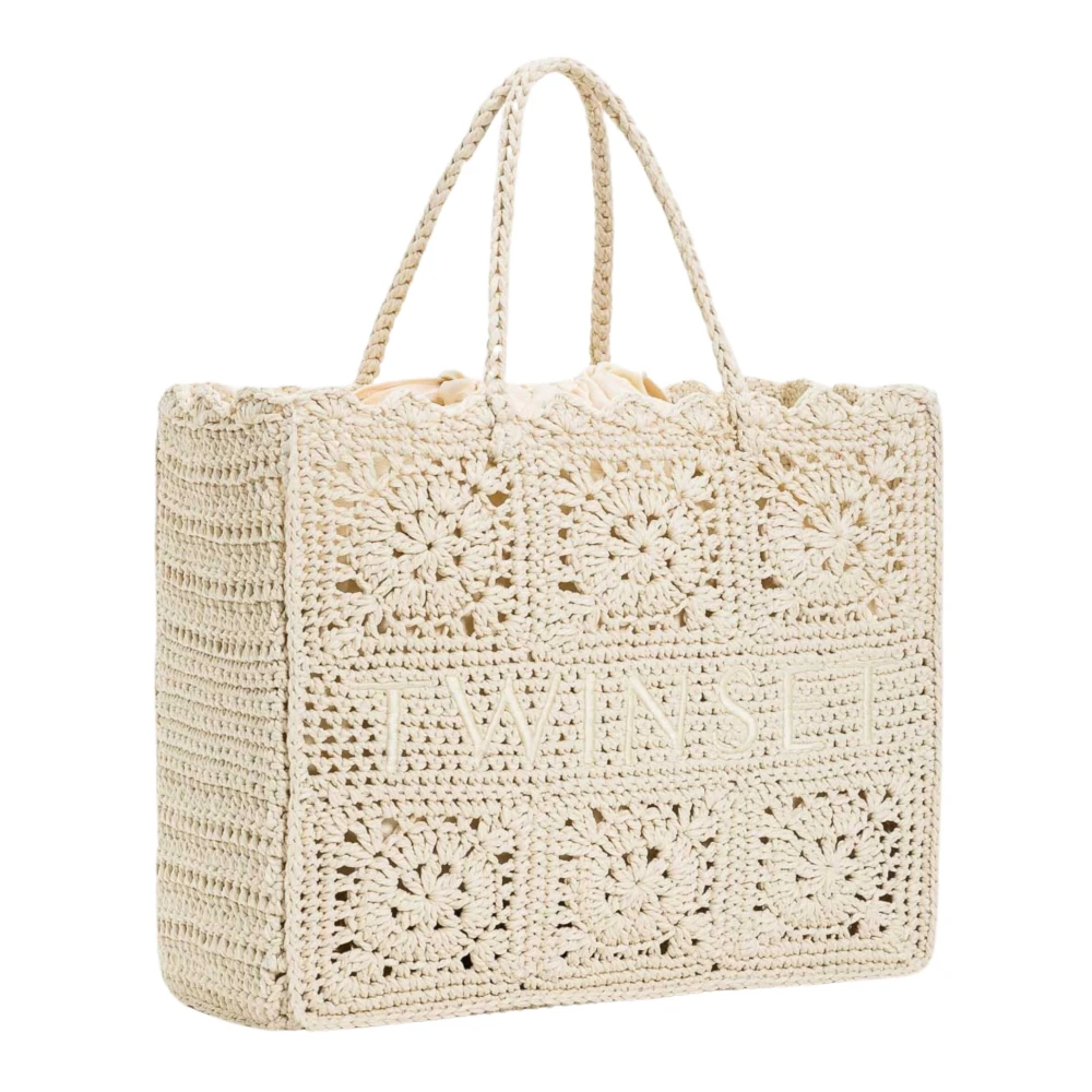 Twinset Bohemian Gehaakte Shopper Tas Beige Dames