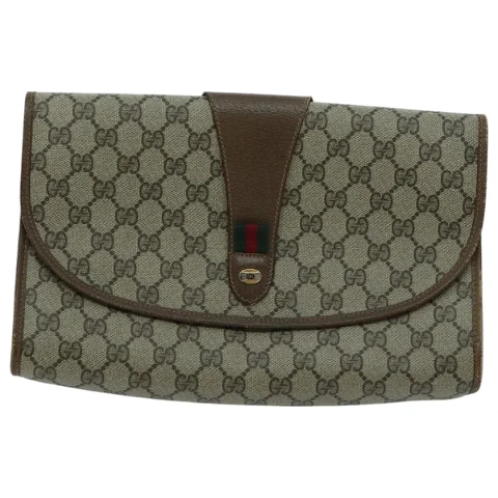 Gucci Vintage Pre-owned Canvas clutches Beige Dames