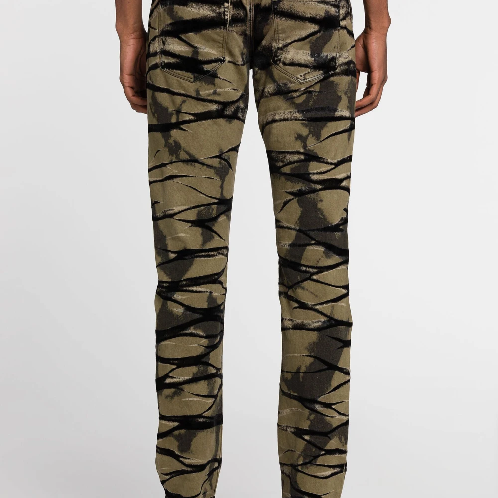 Roberto Cavalli Slim-Fit gebleekte jeans met tijgerpatch Green Heren