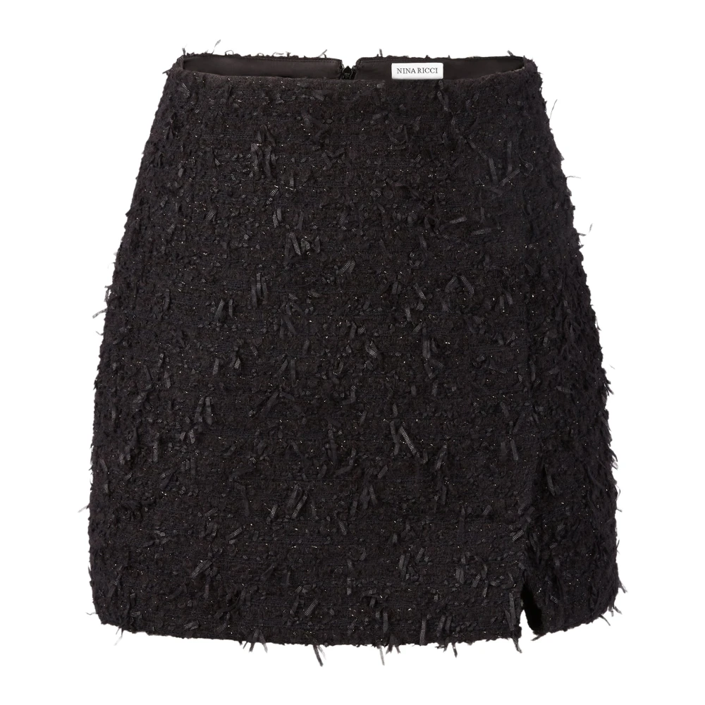 Nina Ricci Zwarte Tweed Mini Rok Black Dames