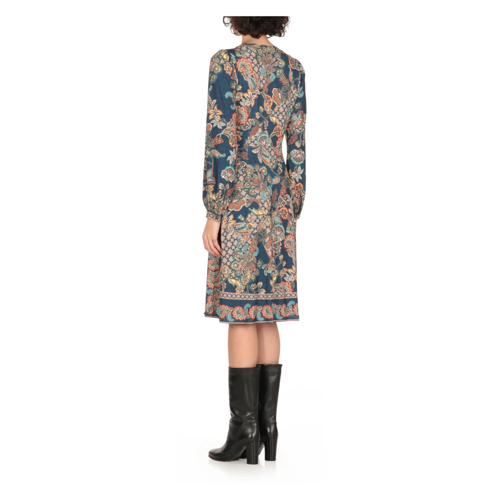 Hale Bob Blauw Paisley V-halsjurk Multicolor Dames