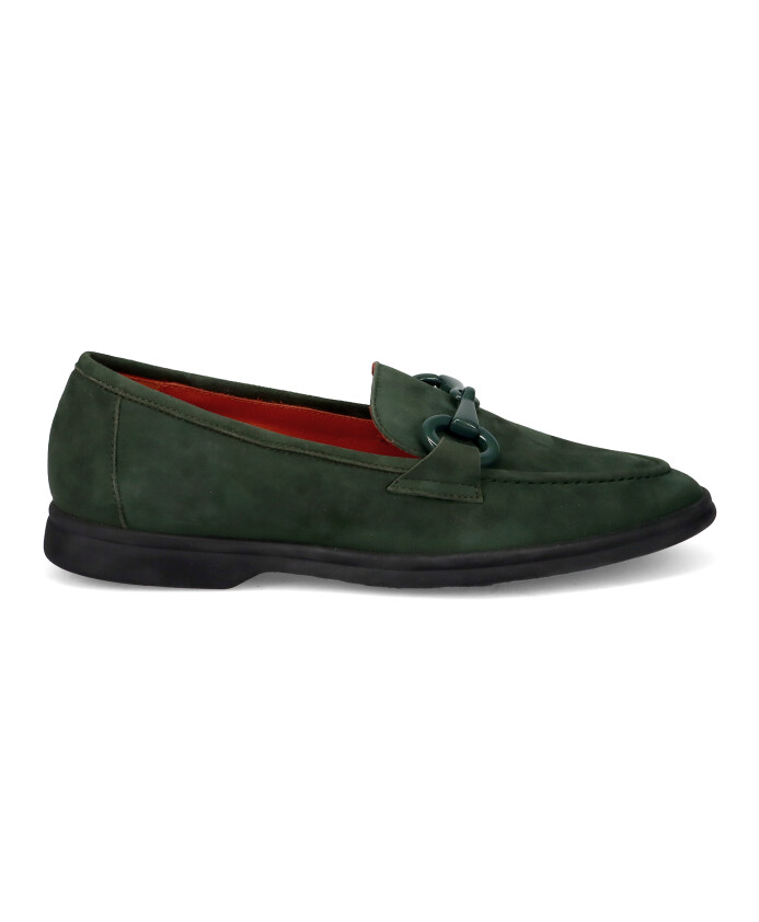 mocassin-en-daim-vert