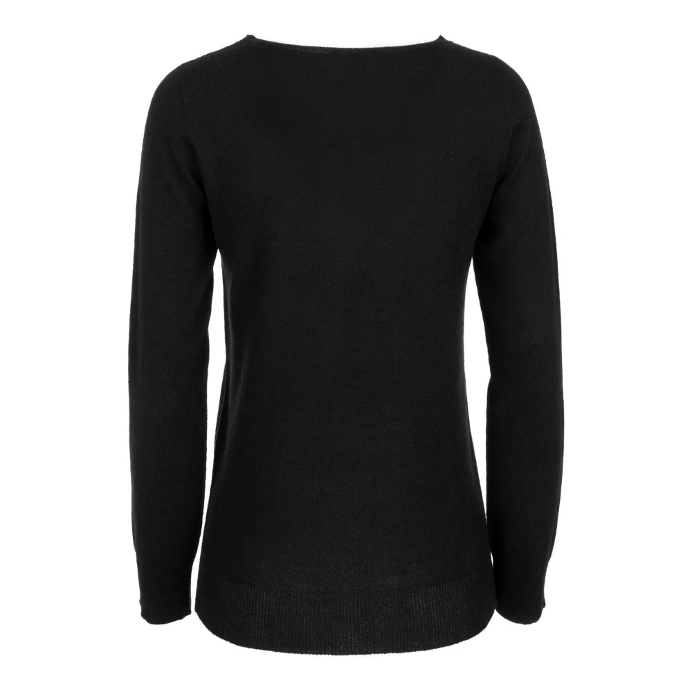 Kangra Zwarte Wol Kasjmier Crew Neck Sweater Black Dames