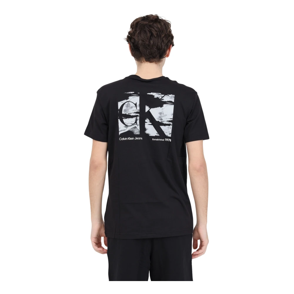 Calvin Klein Jeans Zwart Logo Print T-shirt voor Heren Black Heren