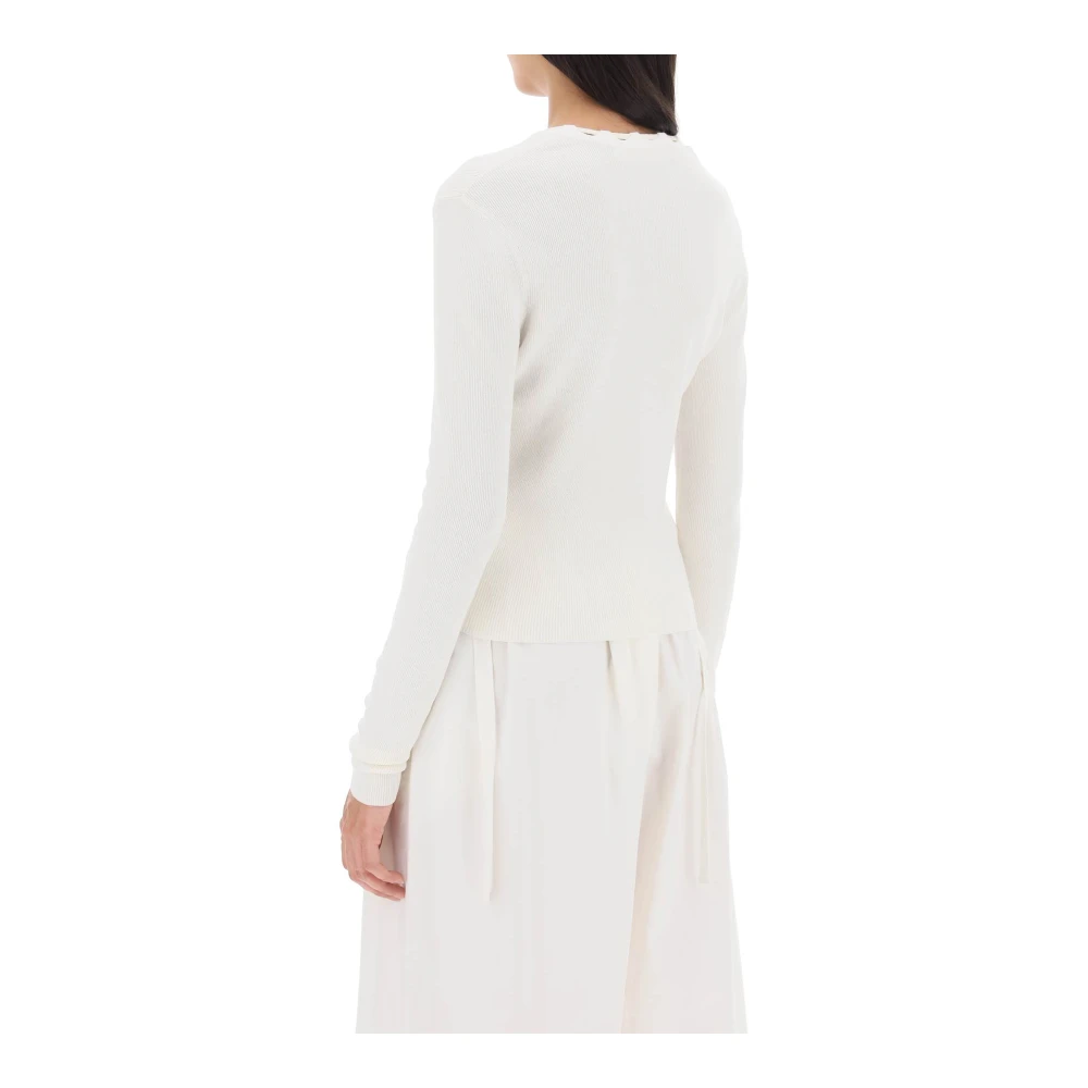 Dion Lee Lace-Up V-Hals Cardigan White Dames