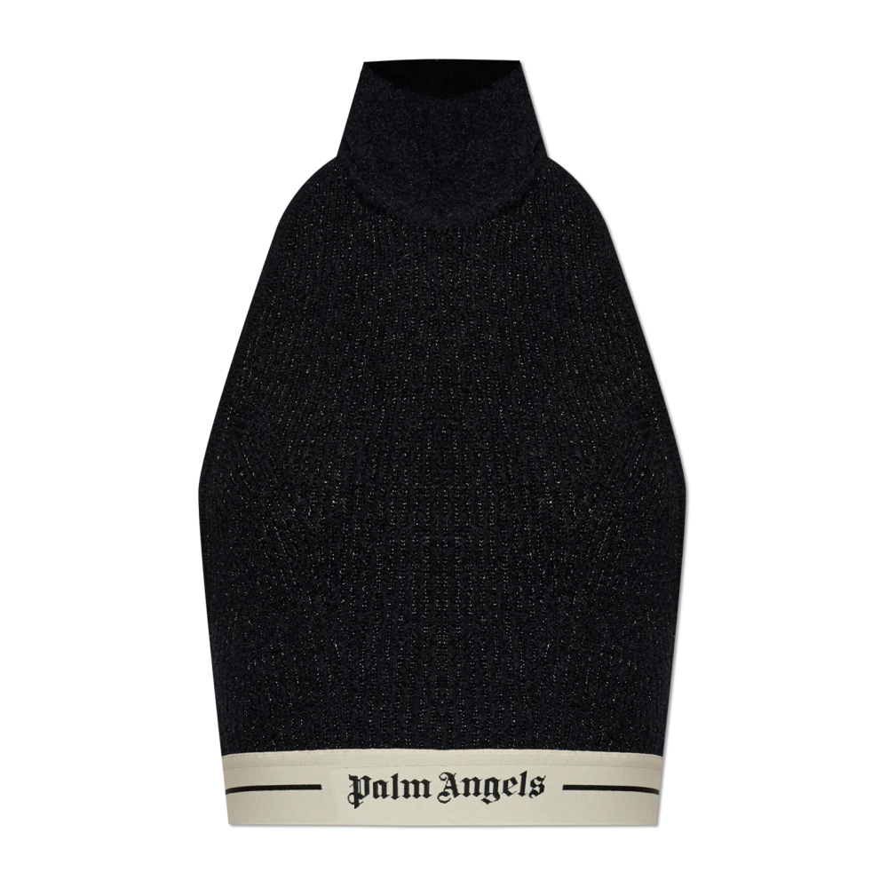 Palm Angels Vrouw Zwart Tops Dames, M, Top Met Opstaande Kraag