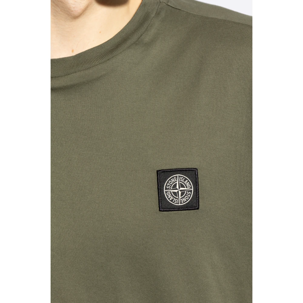 Stone Island T-shirt met logo patch Green Heren