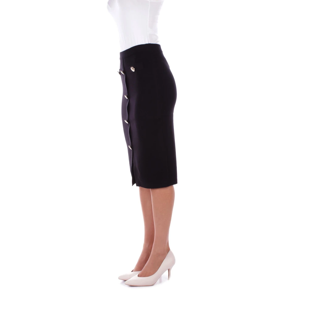 Blugirl Zwarte Rok Met Knopen Slim Fit Black Dames