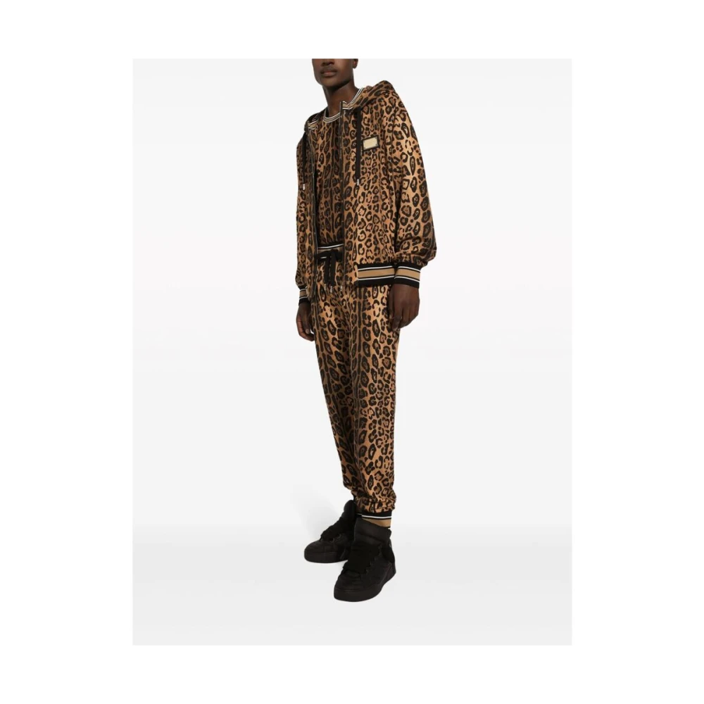 Dolce & Gabbana Leopard Print Jersey T-Shirt Brown Heren