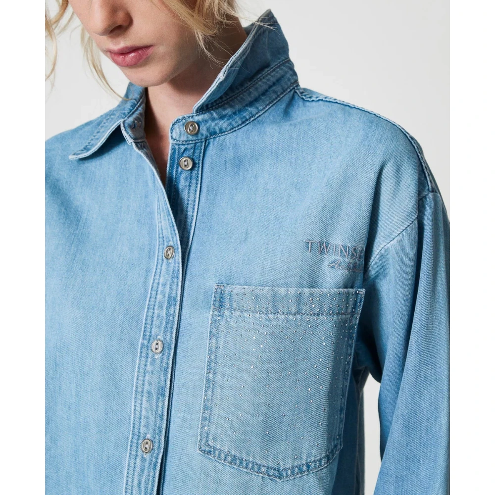 Twinset Denim overhemd met studs Blue Dames